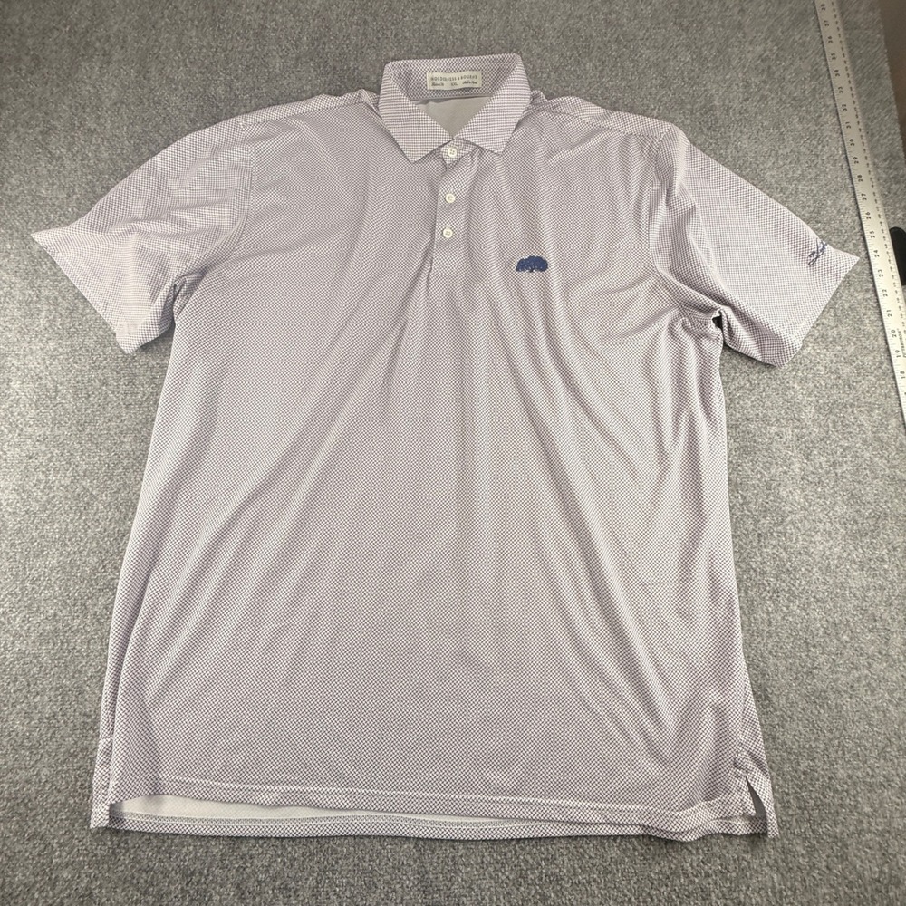 Holderness & Bourne Mens XXL Tailored Fit Purple Geometric Print Golf Polo Shirt